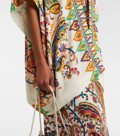 Etro Printed Kimono Jacket Open Front Draped In White