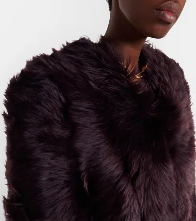 Chloé Oversized Shearling Short Coat In Brown