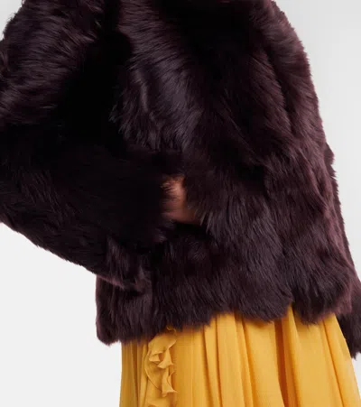 Chloé Oversized Shearling Short Coat In Brown