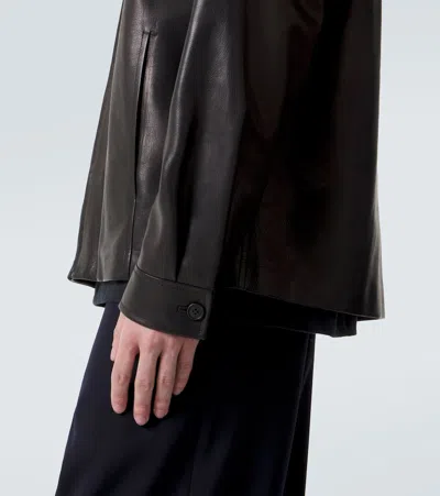 The Row Zippered Leather Jacket In Black