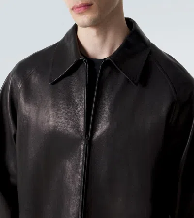 The Row Zippered Leather Jacket In Black