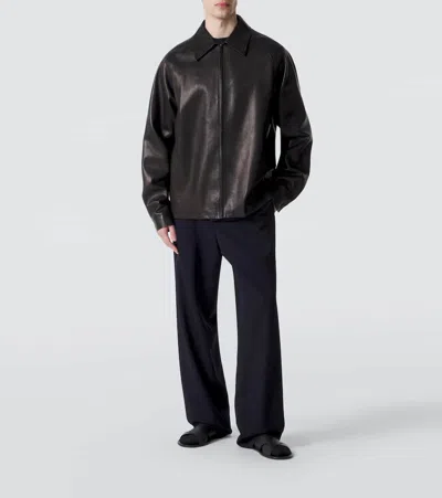 The Row Zippered Leather Jacket In Black