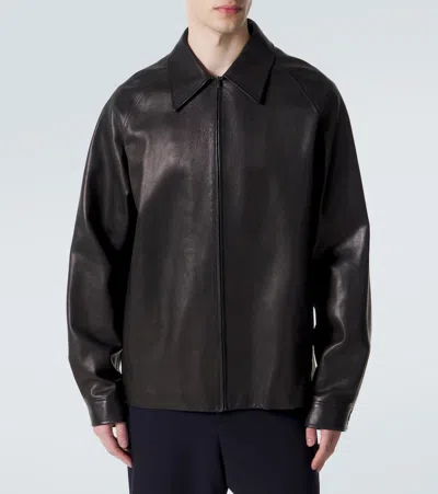 The Row Zippered Leather Jacket In Black