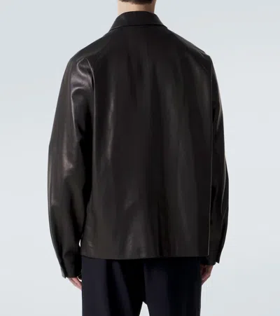 The Row Zippered Leather Jacket In Black