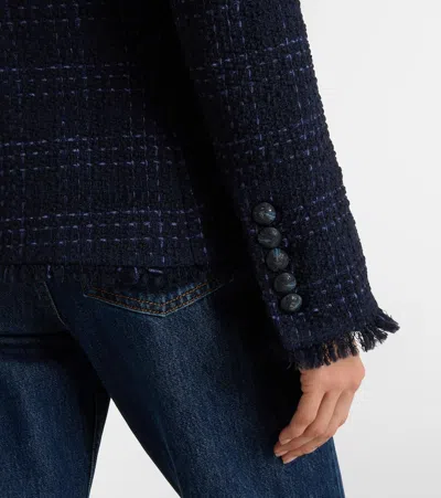 Veronica Beard Checked Tweed Blazer In Blue