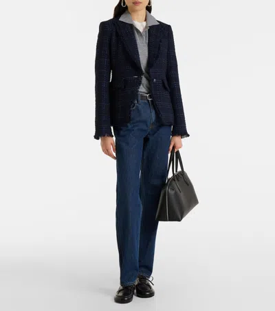Veronica Beard Checked Tweed Blazer In Blue