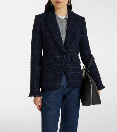 Veronica Beard Checked Tweed Blazer In Blue