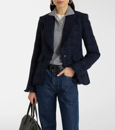 Veronica Beard Checked Tweed Blazer In Blue
