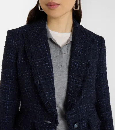 Veronica Beard Checked Tweed Blazer In Blue