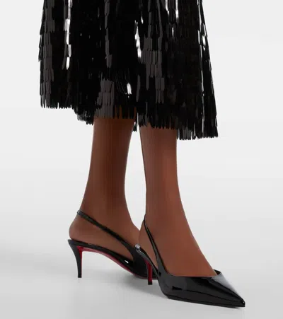 Christian Louboutin Women Miss Z 60mm Patent Calfskin Slingback Pump In Black