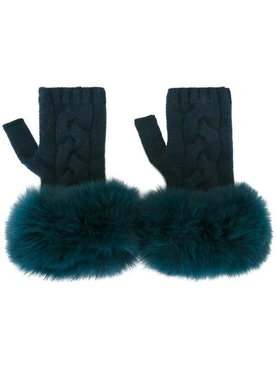 Yves Salomon Fox Fur Trim Gloves