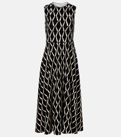 Max Mara Lampara Geo Print Jersey Midi Dress In Black