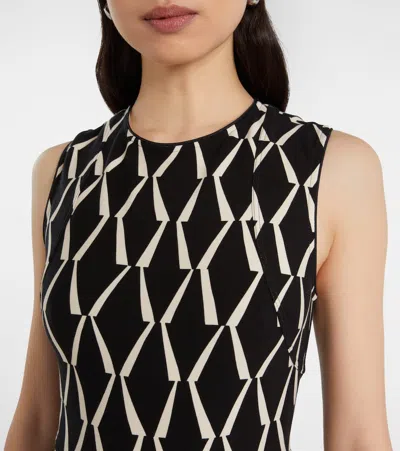 Max Mara Lampara Geo Print Jersey Midi Dress In Black