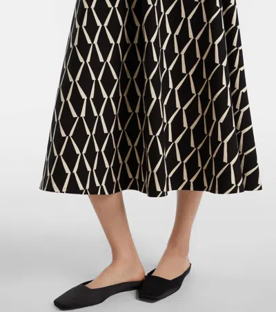 Max Mara Lampara Geo Print Jersey Midi Dress In Black