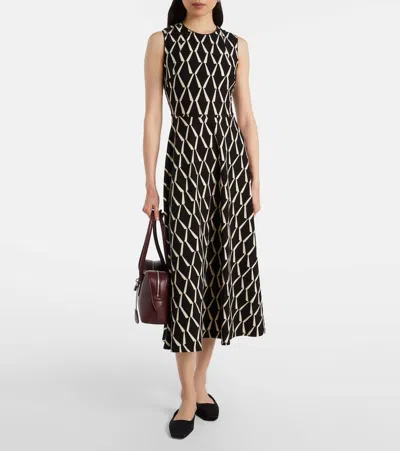 Max Mara Lampara Geo Print Jersey Midi Dress In Black