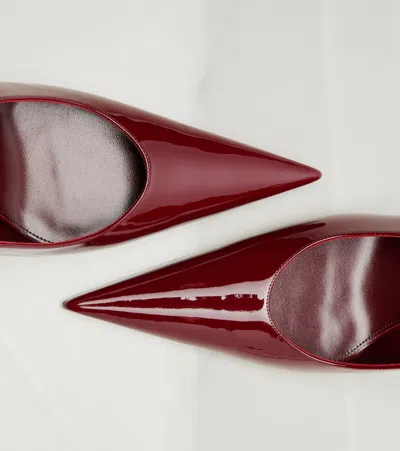 Saint Laurent Guermantes Slingback Pumps In Red Patent Leather In Burgundy