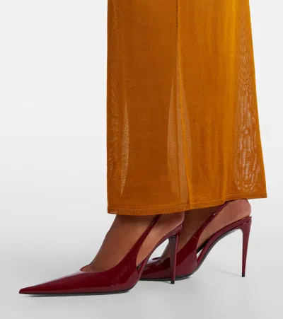 Saint Laurent Guermantes Slingback Pumps In Red Patent Leather In Burgundy