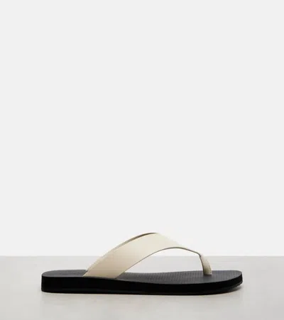 The Row Dune Classic Leather Thong Sandals In Black