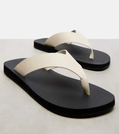 The Row Dune Classic Leather Thong Sandals In Black