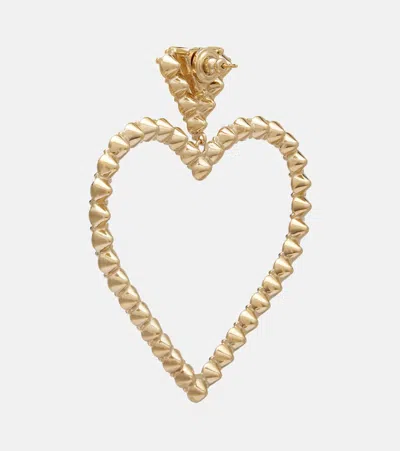 Valentino Embellished Coeur Royal Earrings In Metallic