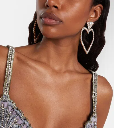 Valentino Embellished Coeur Royal Earrings In Metallic