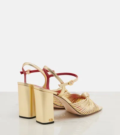 Valentino Garavani 90mm Vlogo Anne Metallic Leather Block-heel Sandals In Yellow