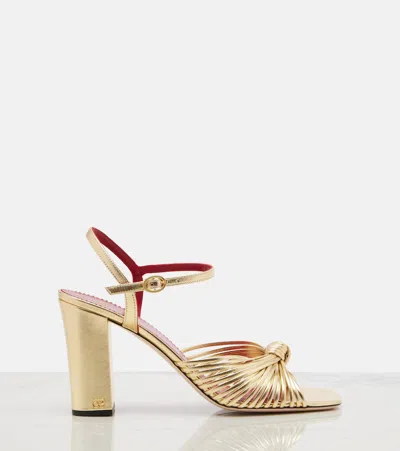 Valentino Garavani 90mm Vlogo Anne Metallic Leather Block-heel Sandals In Yellow