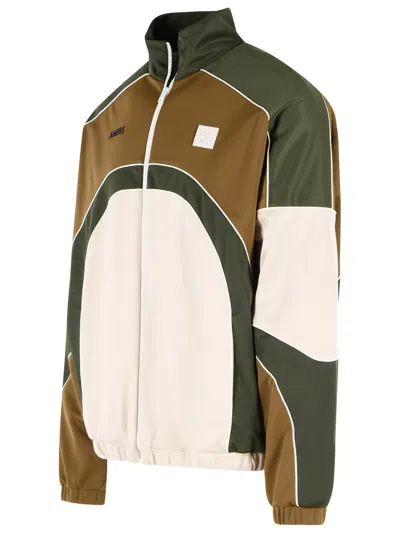 Amiri Track Polyester Cotton Jacket High Collar In Brown