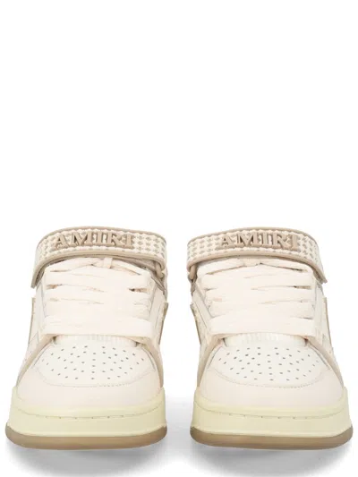 Amiri Men 'skyline' Beige Sneaker With Maxi Logo On The Side And Velcro Strap With Logo In Leather M In Neutral