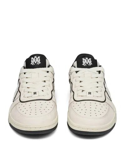 Amiri Newport White Sneakers Low Top With Logo Patch On The Side And Contrasting Heel With Leather Logo Le In Black