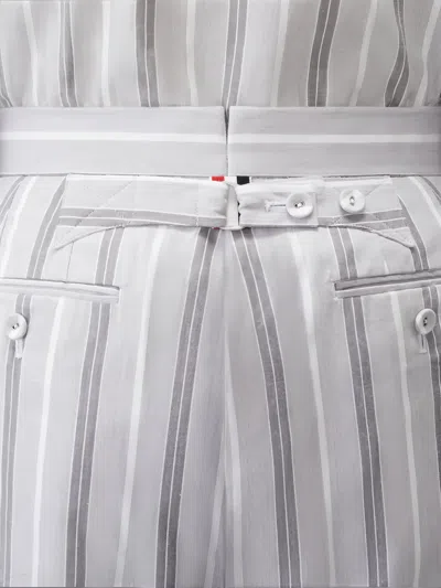 Thom Browne Stripe Backstrap Shorts In Gray