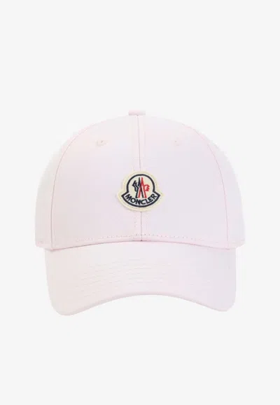 Moncler Gabardine Baseball Cap With Logo Patch In Pink