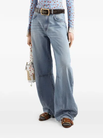 Dolce & Gabbana Cotton Denim Jeans Regular Fit Wide Leg In Multi