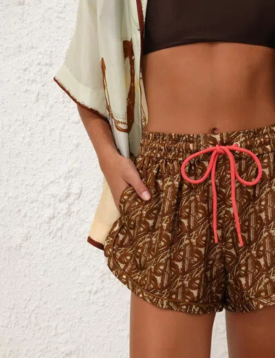 Zimmermann Drawstring Shorts In Brown