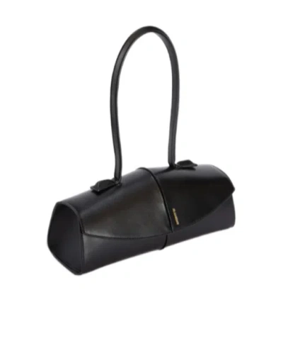 Jil Sander Linea Angular Leather Shoulder Bag In Black