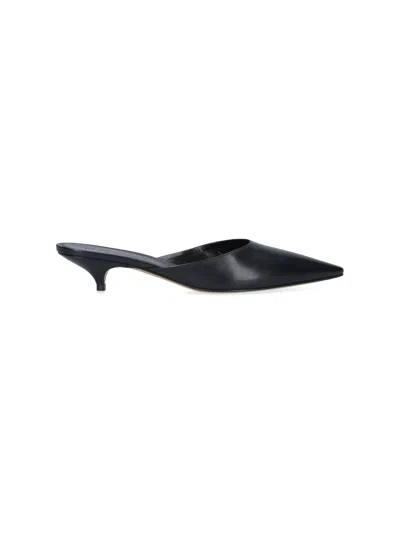 The Row Liisa Leather Kitten Heel Pointed Toe Mules In Multi