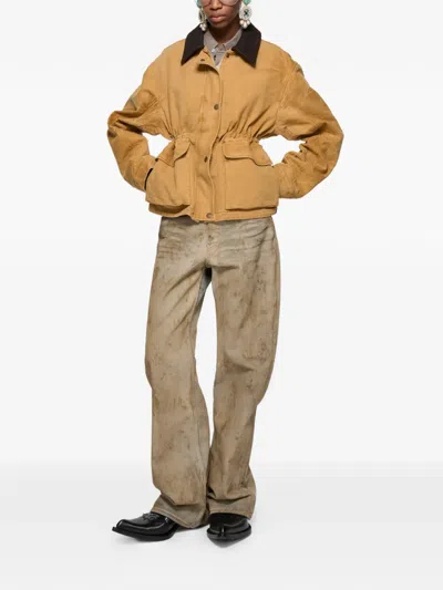 Acne Studios Drawstring Collar Jacket In Brown