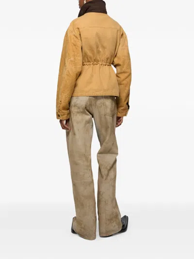 Acne Studios Drawstring Collar Jacket In Brown
