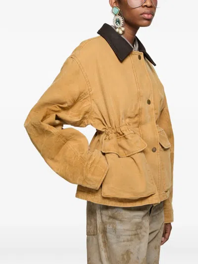 Acne Studios Drawstring Collar Jacket In Brown