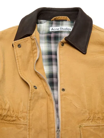 Acne Studios Drawstring Collar Jacket In Brown
