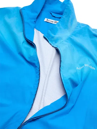 Acne Studios Olando Logo-print Cotton-poplin Jacket In Blue