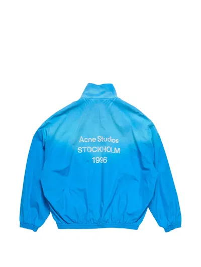 Acne Studios Olando Logo-print Cotton-poplin Jacket In Blue