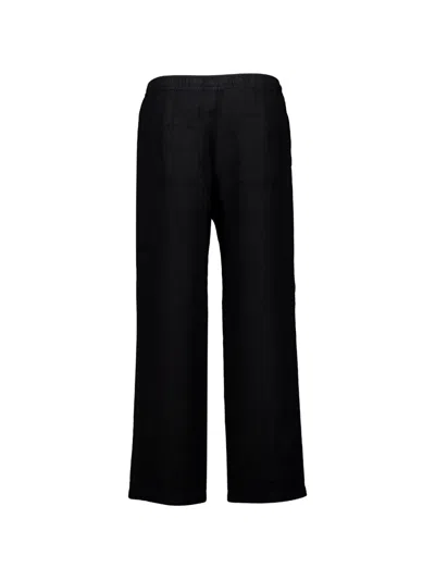 120% Lino Drawstring Trousers In Black