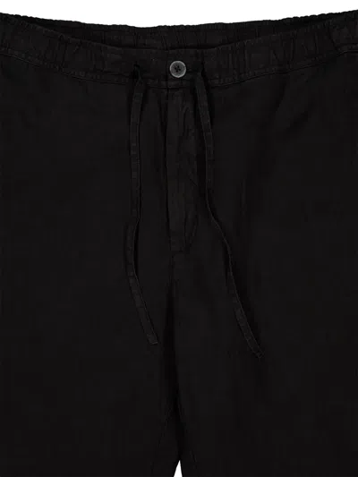 120% Lino Drawstring Trousers In Black