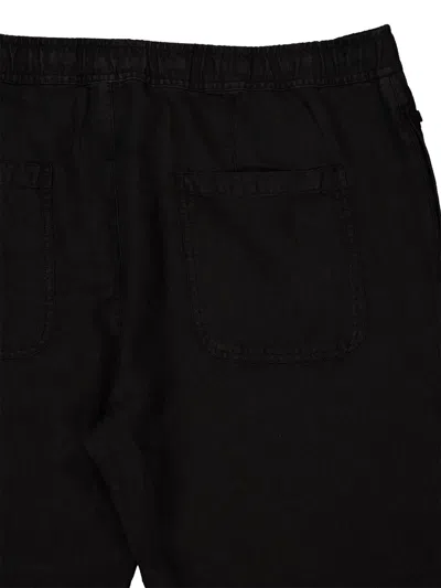 120% Lino Drawstring Trousers In Black
