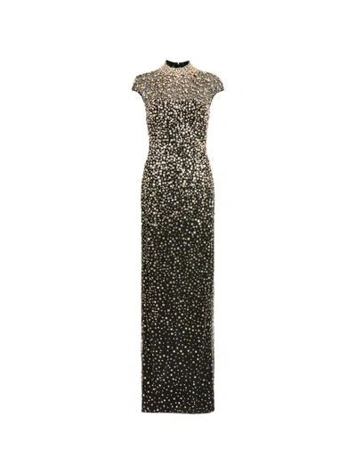 Jenny Packham Treasure Embellished Cap-sleeve Column Gown In Multi