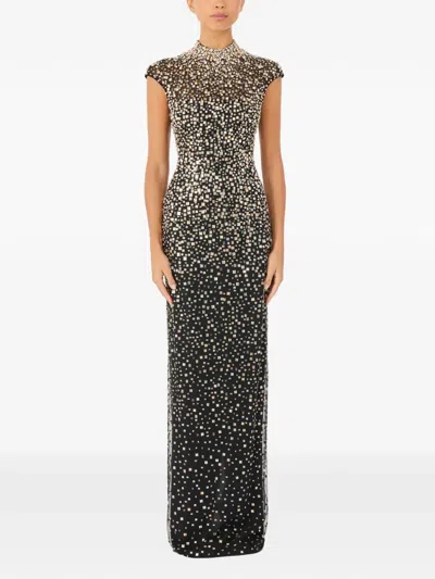Jenny Packham Treasure Embellished Cap-sleeve Column Gown In Multi