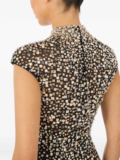Jenny Packham Treasure Embellished Cap-sleeve Column Gown In Multi