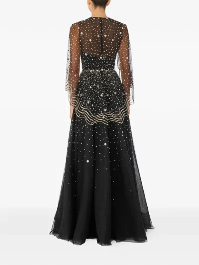 Jenny Packham Oliver Beaded-applique Maxi Dress In Black
