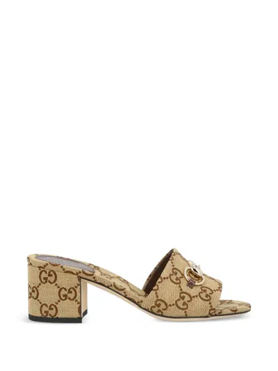 Gucci 55mm Siaga Gg Monogram Canvas Block-heel Sandals In Multi